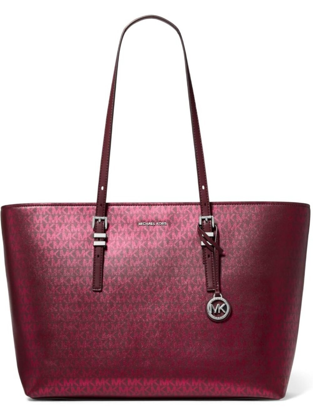 Women’s Silver-tone Hardware/Foil Printed Mk Signature Smooth Nappa Leather/Oxbl